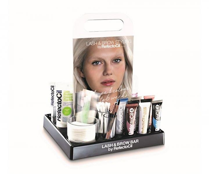 Pracovn sada pre starostlivos o riasy a oboie so stojanom RefectoCil Lash & Brow Bar