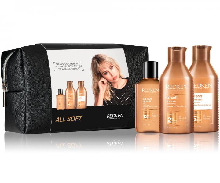 Dar�ekov� sada na hydrat�ciu a hebkos� such�ch a krehk�ch vlasov Redken All Soft