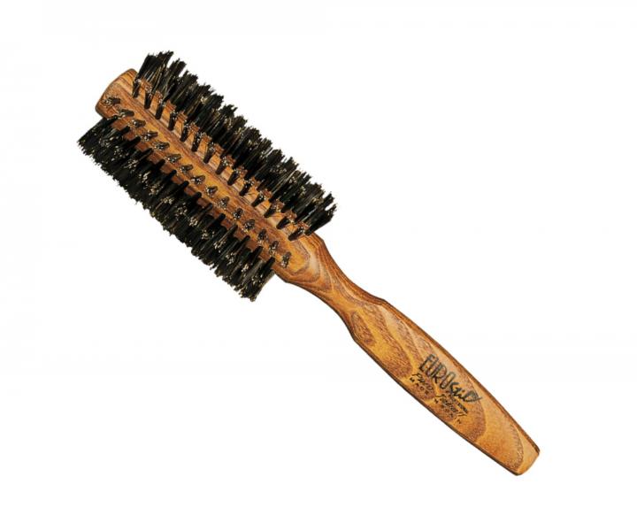 Okrúhla drevená kefa na vlasy s diviačími štetinami Eurostil Profesional - 22 mm