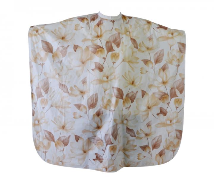 Kaderncka pltenka na strihanie a farbenie Burmax Vinyl Shampoo Cape - biela s kvetinovm vzorom