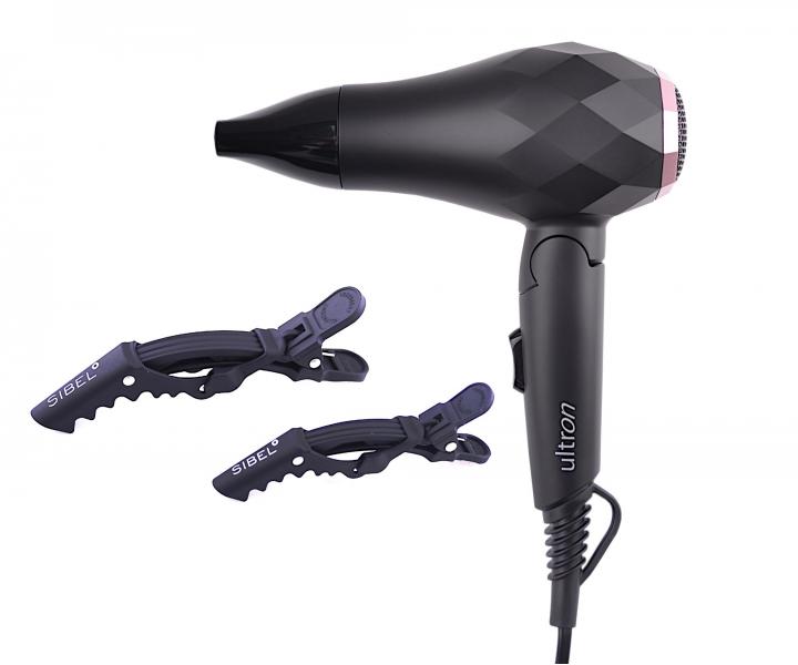 Cestovn fn na vlasy Ultron Mini Facette - ierny, 1000 W + klipsy do vlasov zadarmo