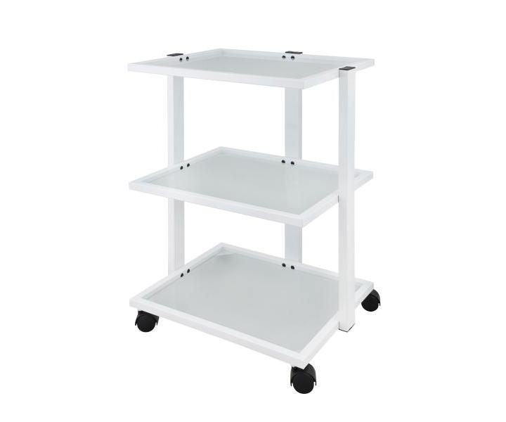 Kozmetick stolk na kolieskach s 3 policami Weelko Facile, biely