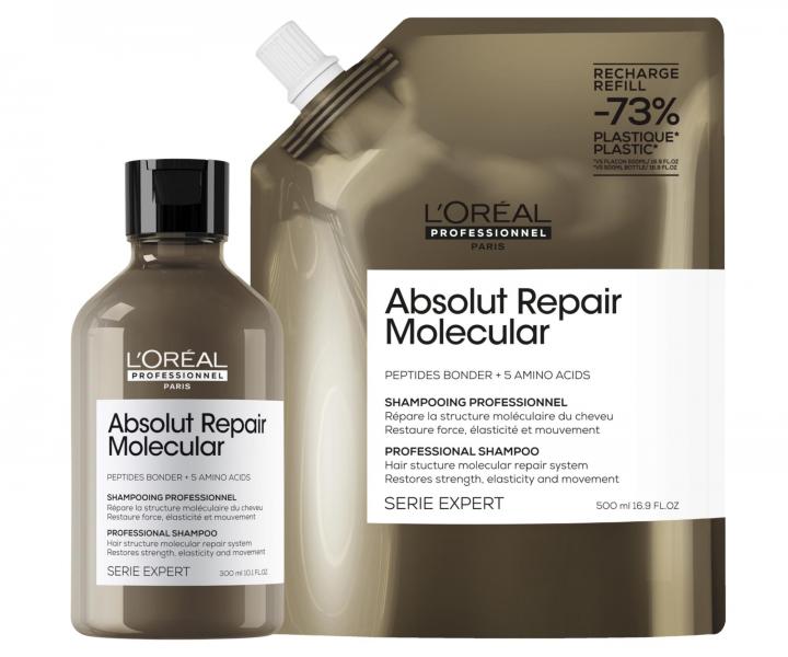 �amp�n pre po�koden� vlasy Lor�al Professionnel Serie Expert Absolut Repair Molecular - 300 ml + n�hradn� n�pl� - 500 ml