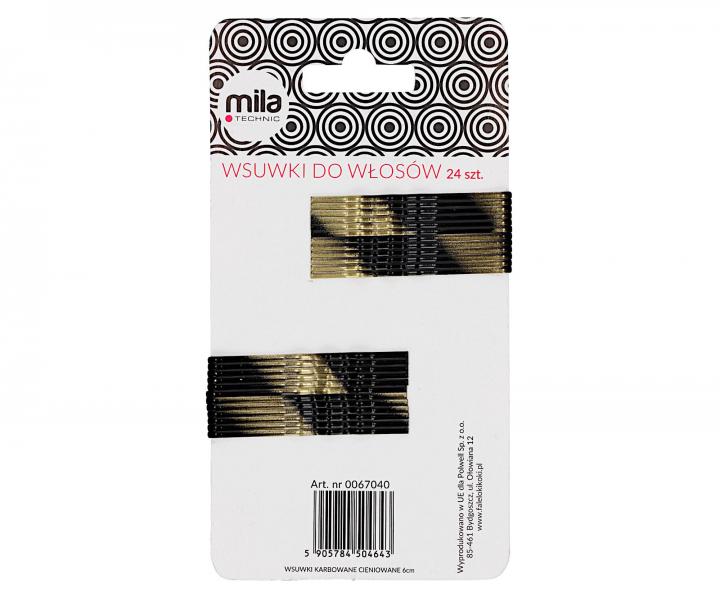 Vlnit sponka Mila - 6cm, zlato-ierna - 24 ks