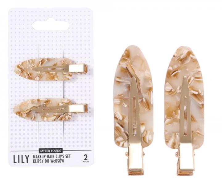 Spony do vlasov s podlo�kami Sister Young Lily Makeup Hair Clips Set - 6 cm, 2 ks