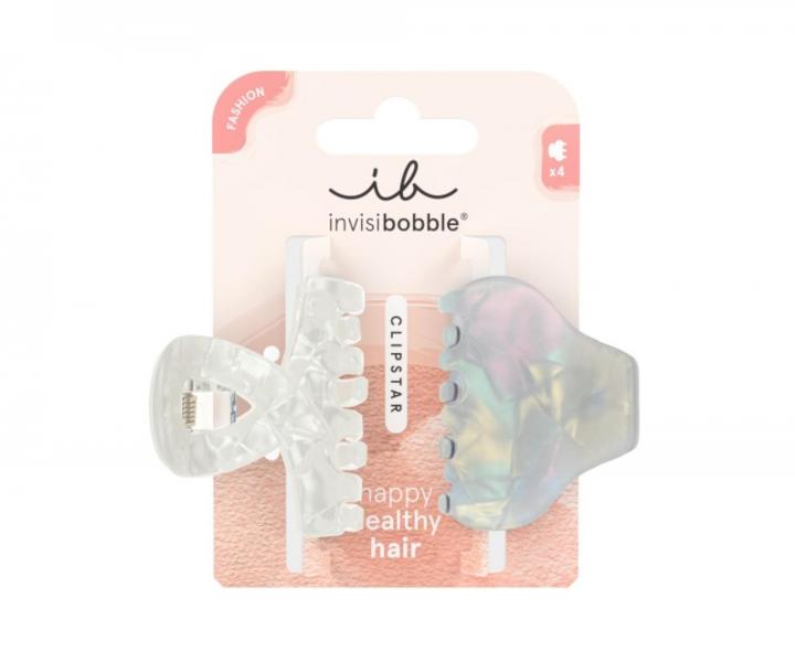 kripce do vlasov Invisibobble Clipstar M Pearly Frost - 2 ks, biely a ed s perleovm efektom