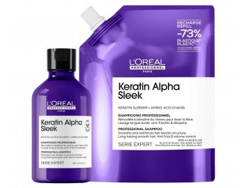 �amp�n pre uhladenie krepat�ch vlasov Lor�al Professionnel Serie Expert Keratin Alpha Sleek - 300 ml + n�hradn� n�pl� - 500 ml