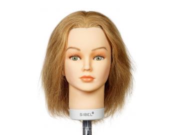 Cvičná hlava s prírodnými vlasmi Chiara Sibel - svetlohnedé 15 - 25 cm