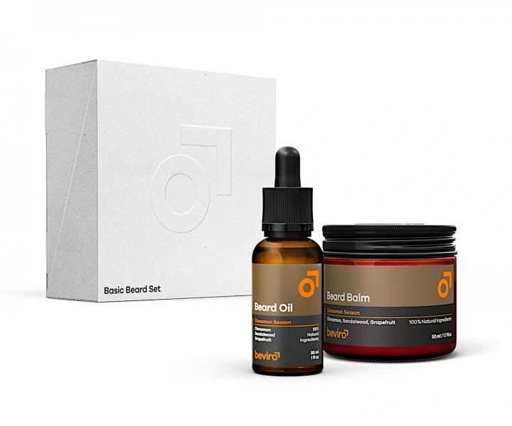 Pnska darekov sada na fzy Beviro Basic Beard Set Cinnamon Season