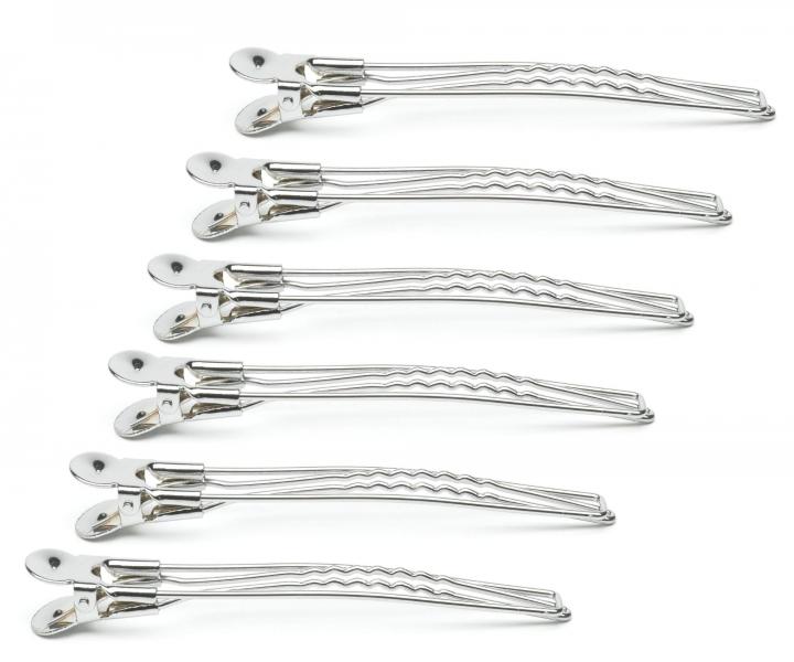 Chr�mov� spony do vlasov Eurostil Professional - 11,7 cm, strieborn�, 6 ks