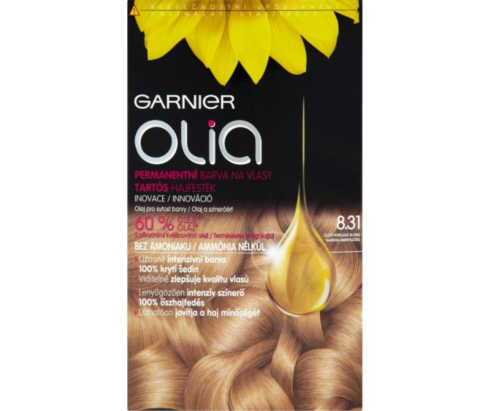 Permanentn olejov farba Garnier Olia 8.31 zlate popolav blond