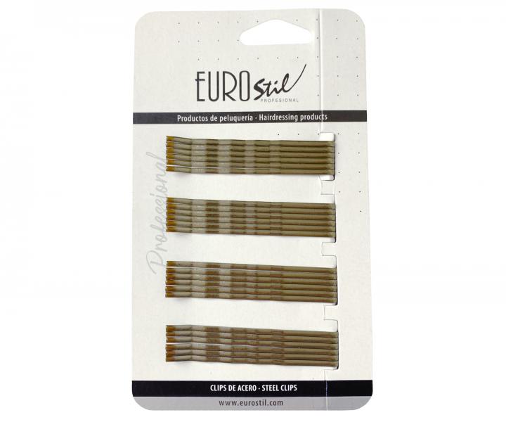 Vlnit sponka Eurostil Professional - 7 cm, zlat - 24 ks