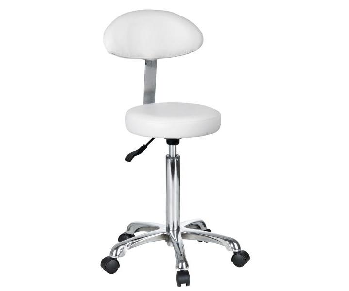 Taburet na kolieskach s opierkou Weelko Fast+, biely