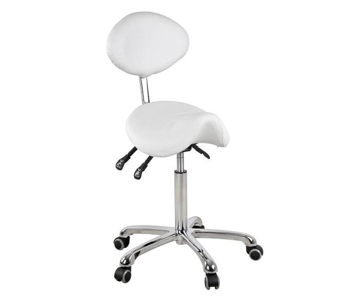 Taburet na kolieskach s opierkou Weelko Dynamic, biely