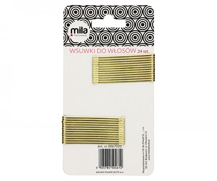 Sponka ploch Mila - 6 cm, zlat - 24 ks