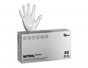 Nitrilov rukavice Espeon Nitril Sparkle - 100 ks, perleov strieborn, vekos XS
