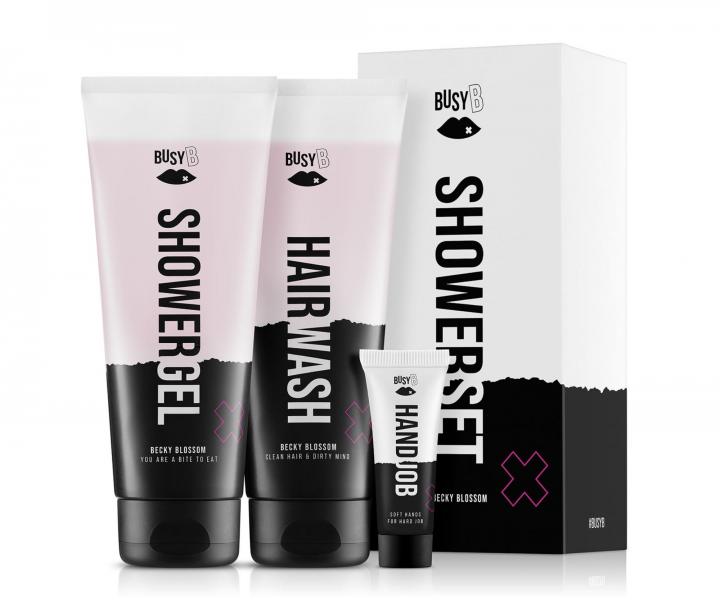 Darekov sada pre kompletn starostlivos o telo a vlasy BusyB Shower Set  Becky Blossom
