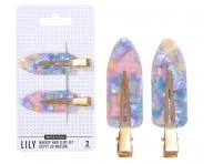 Spony do vlasov s podlo�kami Sister Young Lily Makeup Hair Clips Set - 6 cm, 2 ks - ru�ovo-modr�