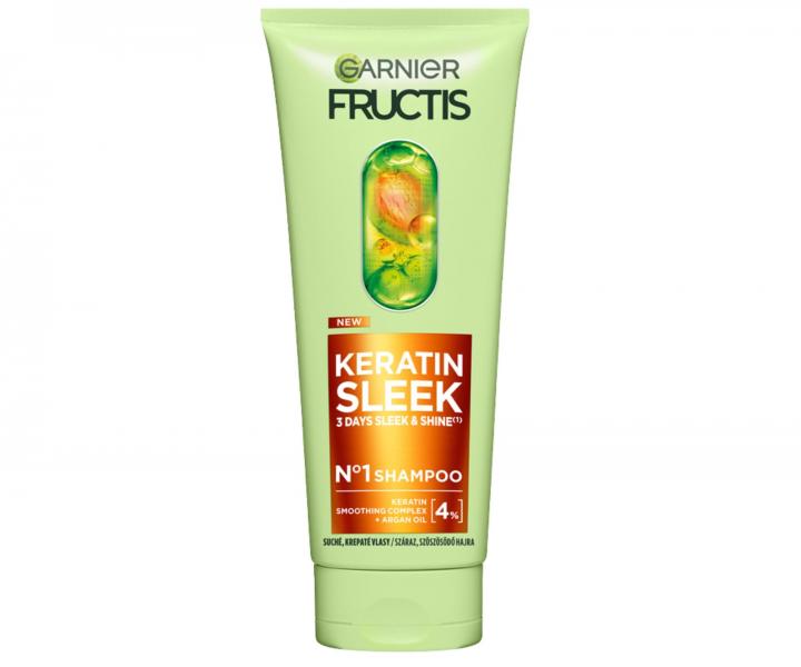Rad pre uhladenie a lesk suchch a krepatch vlasov Garnier Fructis Keratin Sleek