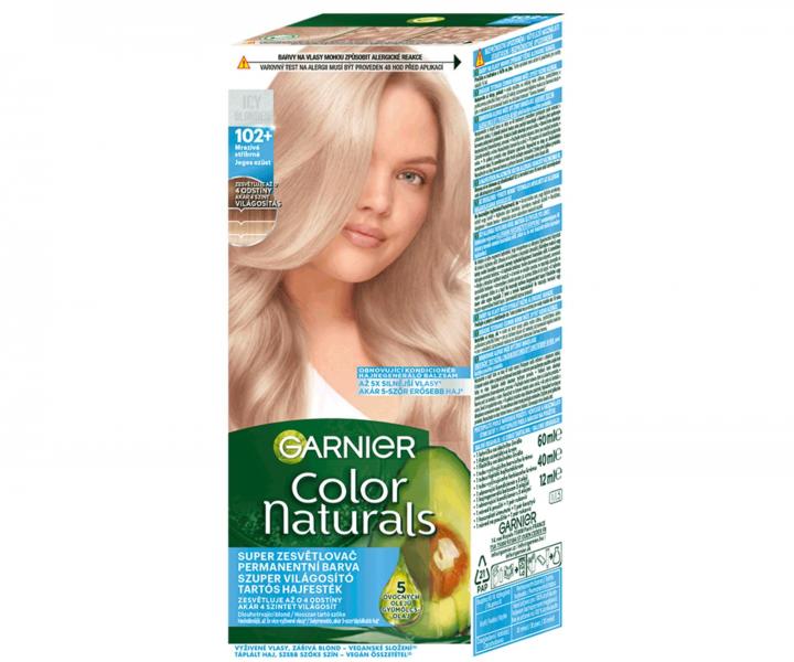 Permanentn zosvetujca farba na vlasy Garnier Color Naturals - 102+ mraziv strieborn