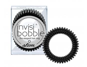 Tenká špirálová gumička do vlasov Invisibobble Slim True Black - čierna, 3 ks