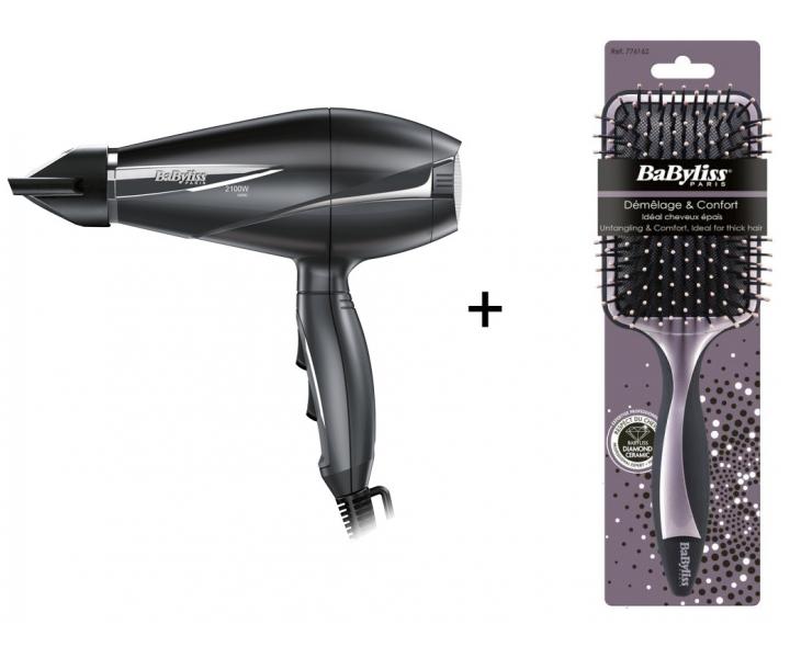 F�n na vlasy BaByliss Le Pre Light 6609E, siv� + �irok� ploch� kefa na vlasy BaByliss ZADARMO