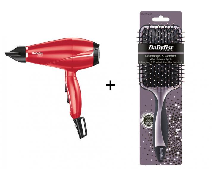 Fn na vlasy BaByliss Fashion 6604RPE, erven + irok ploch kefa na vlasy BaByliss ZADARMO