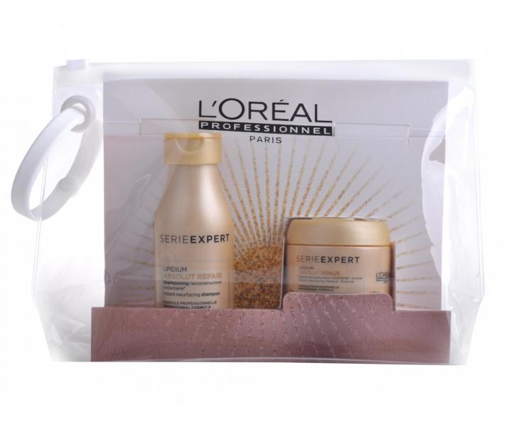 Cestovn sada pre pokoden vlasy Loral Absolut Repair Lepidium + kozmetick tatika Loral zadarm