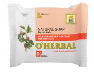 Prrodn mydlo pre cel telo s lesnej jahodou a ervenou hlinou O`Herbal Strawberry - 100 g