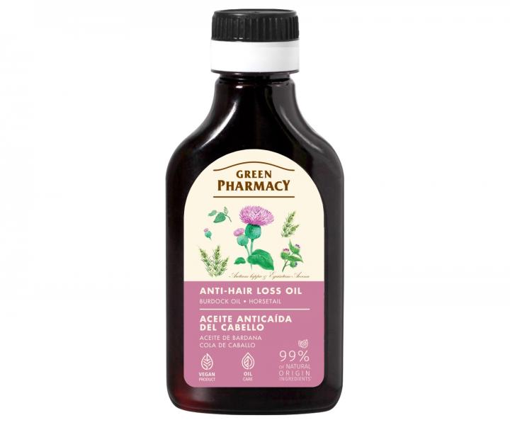 Olej proti vypad�vaniu vlasov s lop�chov�m olejom a prasli�kou Green Pharmacy Anti-Hair Loss Oil - 100 ml