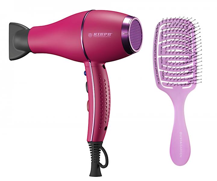 Profesion�lny f�n na vlasy Kiepe Bloom Magenta - 2000 W, ru�ov� + kefa zadarmo