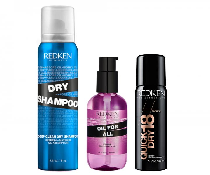 Stylingov� sada Redken - such� �amp�n + olej + lak na vlasy 60 ml zadarmo