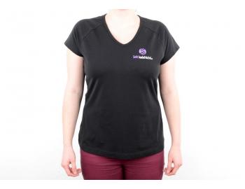 Tri�ko s kr�tkym ruk�vom, v v�strih - d�mske, �ierne S