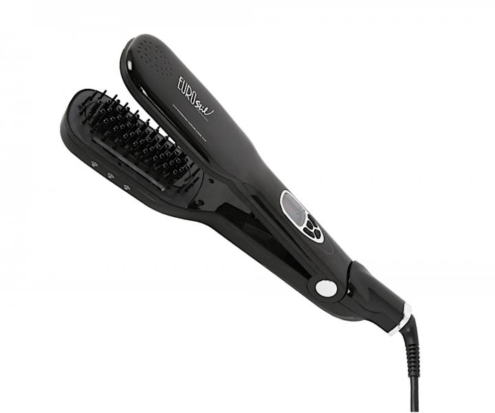 Profesion�lna parn� �ehliaca kefa na vlasy Eurostil Profesional Hair Brush Straightener - �ierna