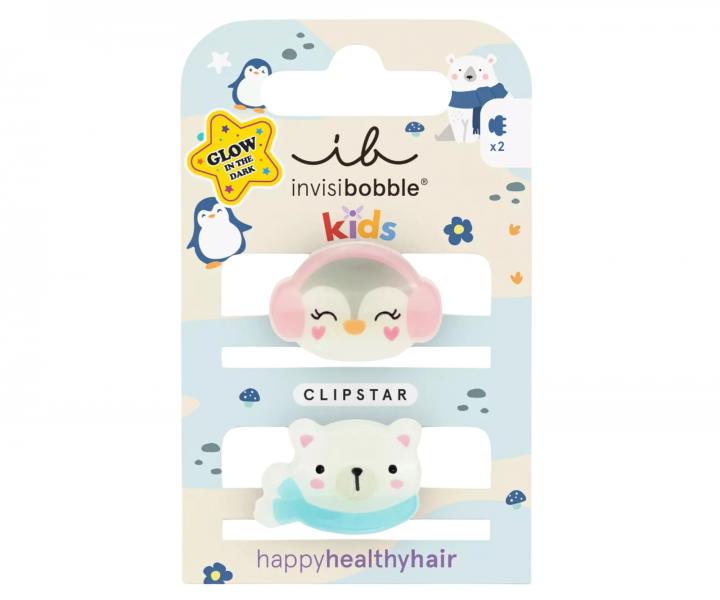 Detsk vesel krpeky do vlasov Invisibobble Clipstar Polar Friends - 2 ks