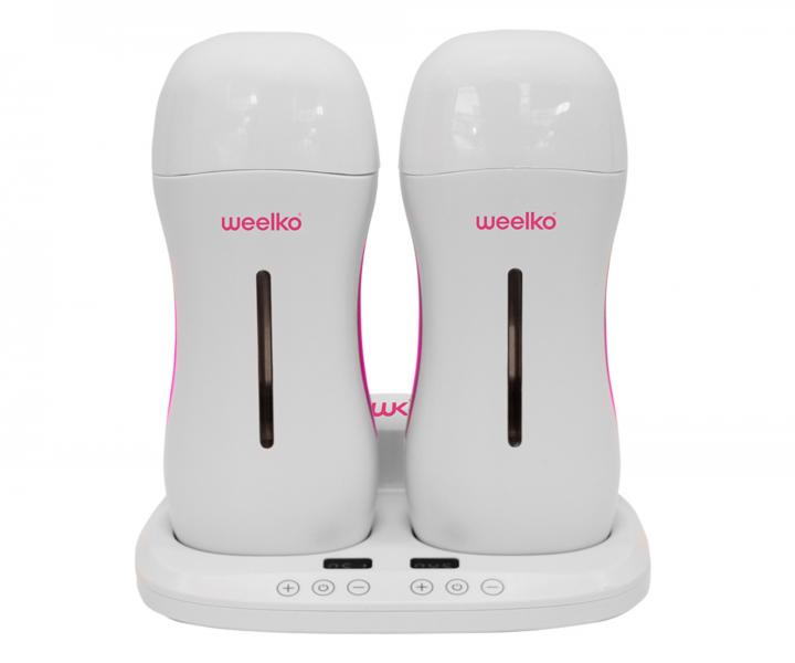 Sprava dvoch ohrievaov a apliktorov depilanho vosku Weelko DuoWax - bielo-ruov