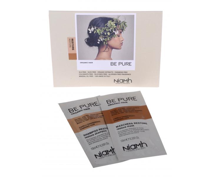 Šampón a maska pre poškodené vlasy Niamh Be Pure Restore - 2 x 10 ml