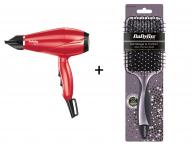 Fn na vlasy BaByliss Fashion 6604RPE, erven + irok ploch kefa na vlasy BaByliss ZADARMO