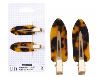 Spony do vlasov s podlo�kami Sister Young Lily Makeup Hair Clips Set - 6 cm, 2 ks - leopard� vzor
