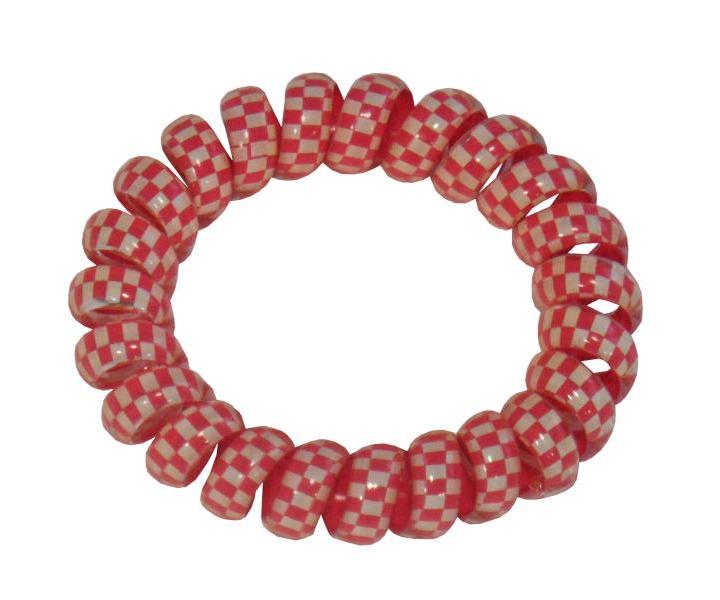 �pir�lov� dvojfarebn� gumi�ka do vlasov - �ervenobiela