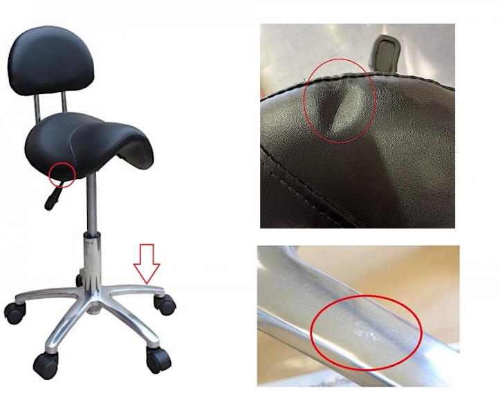 Taburet s opierkou Detail T2 - �ierny (38) - II. akos� - otla�en� ko�enka, podren� podstavec