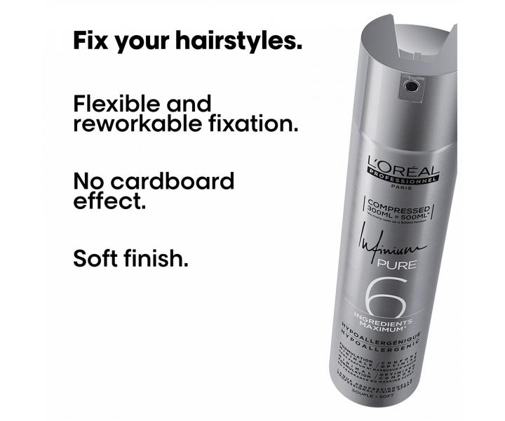 Hypoalerg�nny lak na vlasy s �ahkou fix�ciou Lor�al Professionnel Infinium Pure Soft - 300 ml