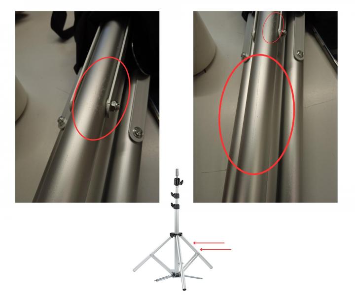 Teleskopick� stojan na cvi�n� hlavu Sibel - prenosn� - II. akos�, povrchov� vady