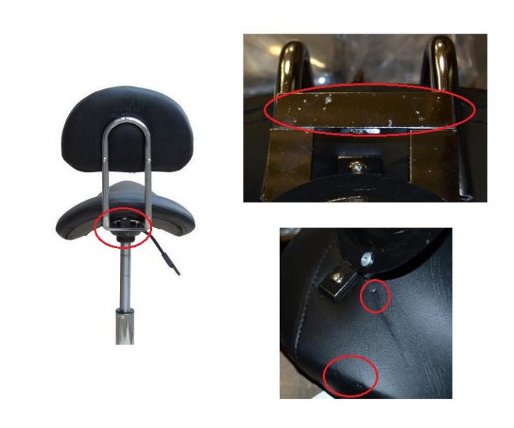 Taburet Detail T2, ierny - II. akos - odrenie koenky a kontrukcie na spodnej strane