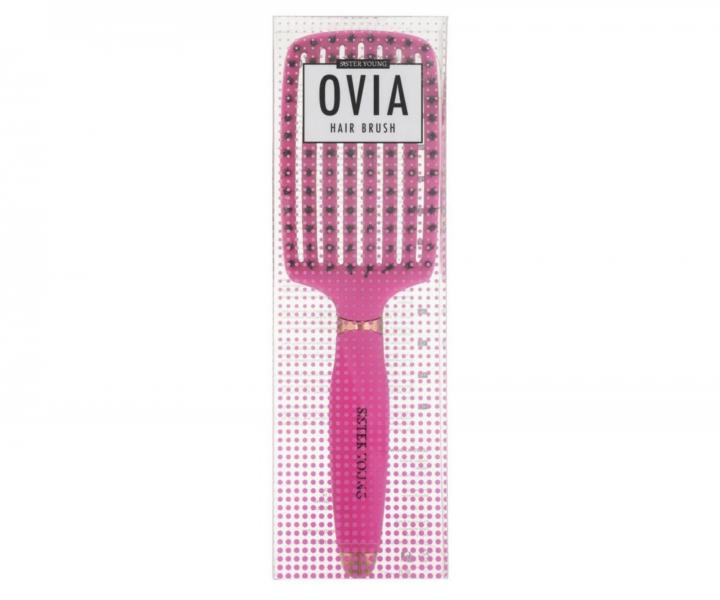 Kefa na roz�es�vanie a f�kanie vlasov s divia��mi a nylonov�mi �tetinami Sister Young Ovia Hair Brush - tmavo ru�ov�