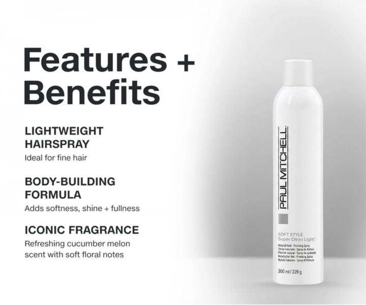 �ahk� objemov� lak na vlasy Paul Mitchell Soft Style Super Clean Light - 300 ml
