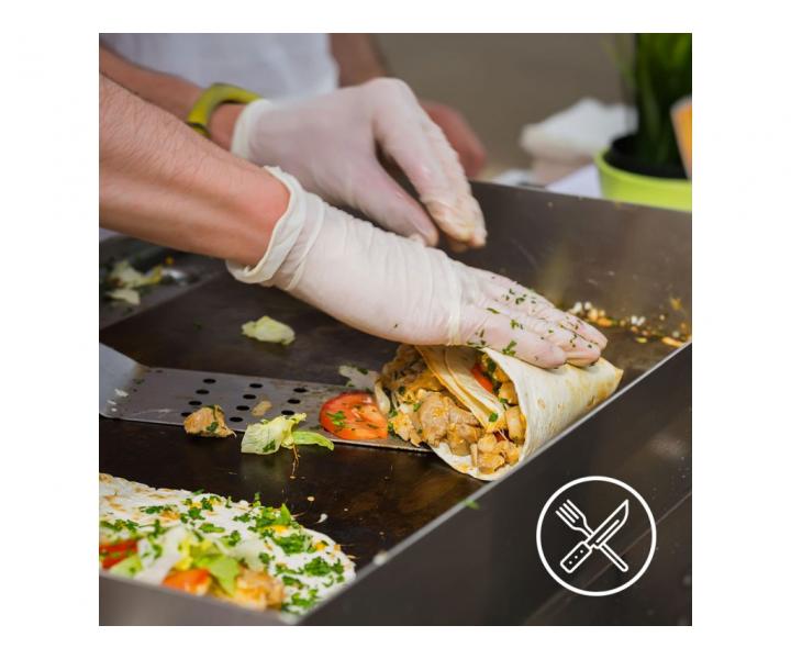 Latexov pdrovan rukavice Espeon Latex Fit - 100 ks, biele, vekos S