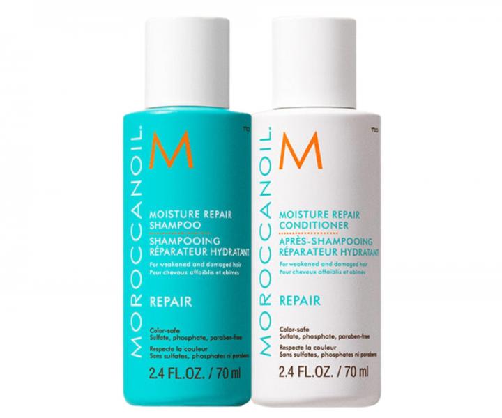 Cestovn� sada na regener�ciu such�ch vlasov Moroccanoil Greetings From Repair + kr�m na ruky a ta�ti�ka zadarmo