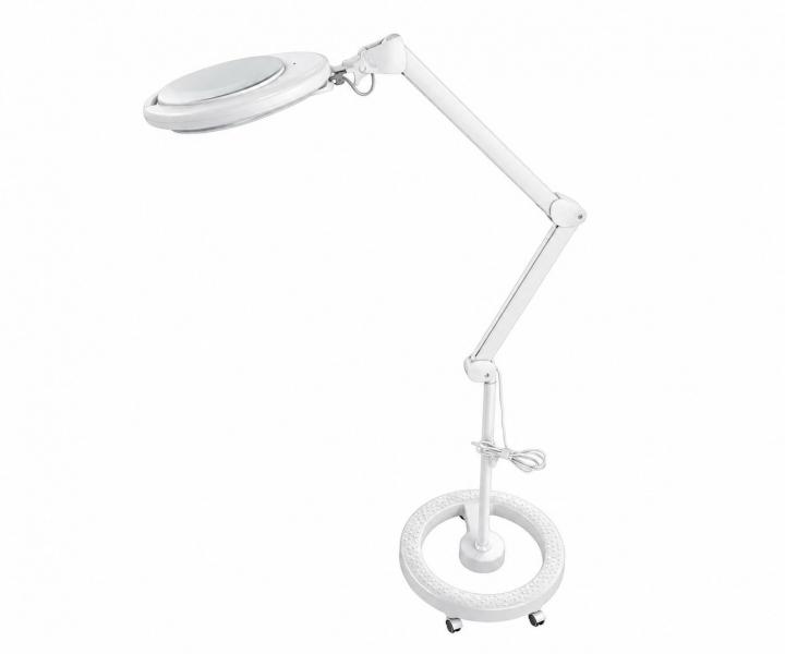 Zv��ovacia lupa s LED lampou na stojane aj s uchyten�m na st�l Weelko Mega+ White- 5 dioptri�