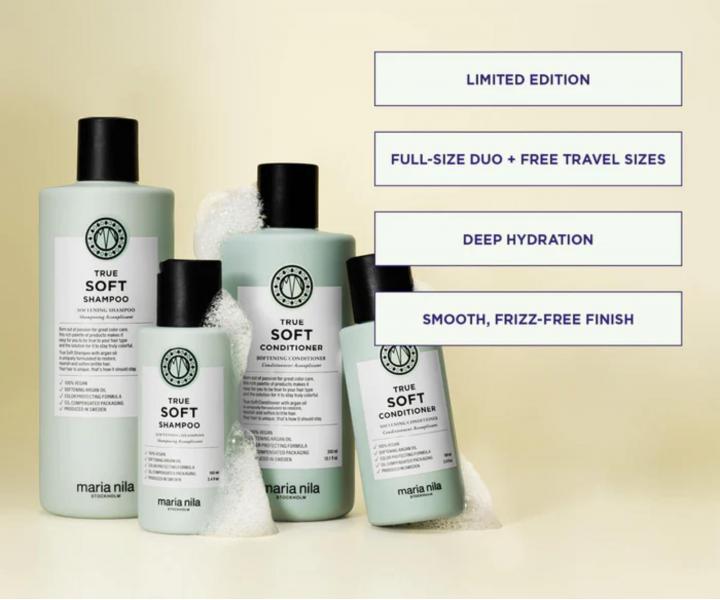 Dar�ekov� sada pre such� vlasy Maria Nila True Soft Beauty Bag + kozmetick� ta�ka zdarma